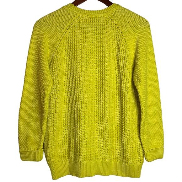 Topshop Chunky Waffle Knit Long Raglan Sleeves Crewneck Bright Yellow Sweater 6 - Picture 2 of 15